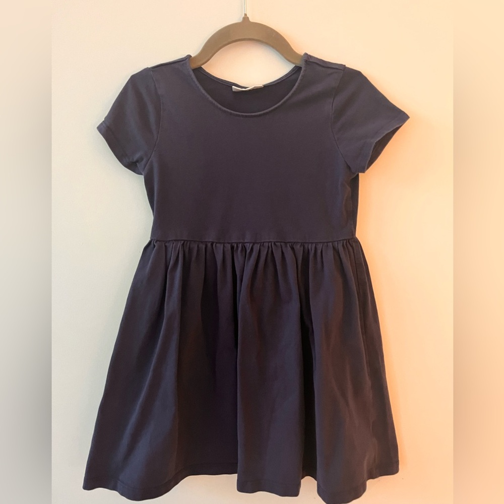 Hanna Anderson short sleeve navy cotton dresss sz 6-7
